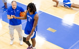 Jayden Quaintance gets shots up at Kentucky basketball practice (Photo via Chet White, UK Athletics)